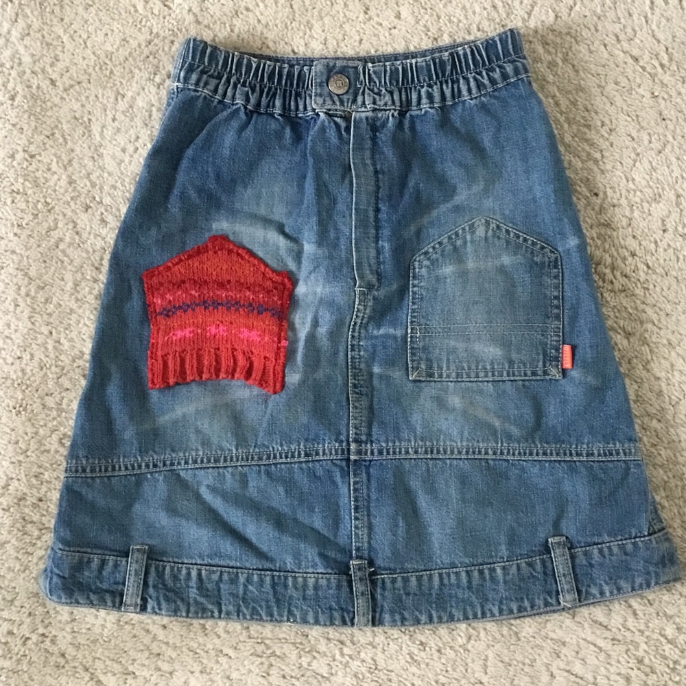 Oilily Denim Jean Skirt with Red Patch 140 7 8 y
